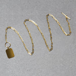 14K Yellow Gold Paperclip Chain Necklace with Rounded Rectangle Pendant, view 4