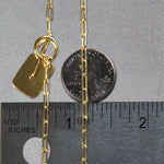 14K Yellow Gold Paperclip Chain Necklace with Rounded Rectangle Pendant, view 6