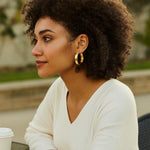 Large Tube Shaped Hoop Earrings in 14K Yellow Gold, view 4
