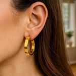 Large Tube Shaped Hoop Earrings in 14K Yellow Gold, view 5