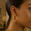 14K Yellow Gold Polished Large Bead Hoop Earrings, view 3