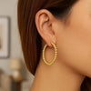 14K Yellow Gold Polished Large Bead Hoop Earrings, view 4