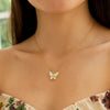14K Yellow Gold High Polish Butterfly Peral Paste Necklace, view 4