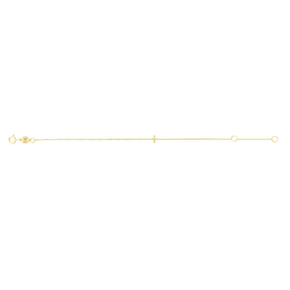 14K Yellow Gold Mini Initial I Bracelet, view 2