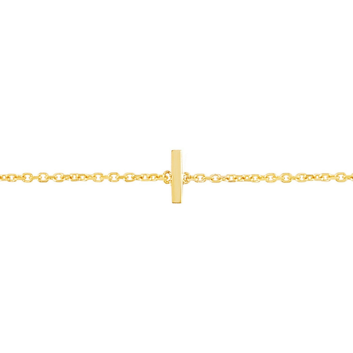 14K Yellow Gold Mini Initial I Bracelet, view 3