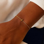 14K Yellow Gold Mini Initial I Bracelet, view 5