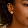 14K Yellow Gold Yours Truly Initial R Stud Earrings, view 2