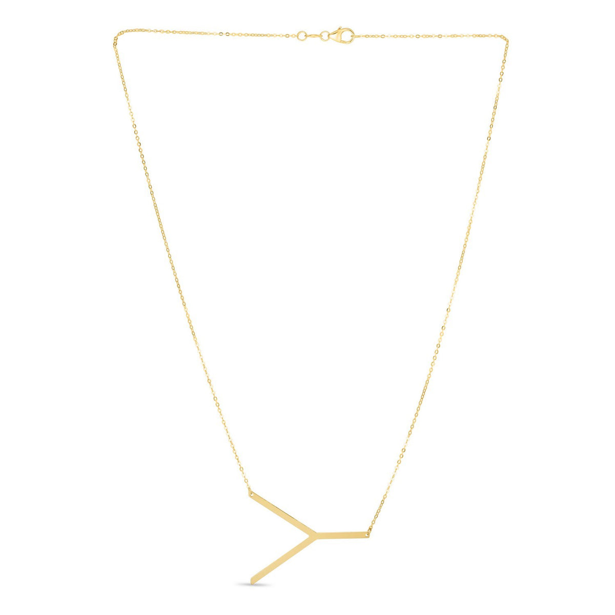 14K Yellow Gold Yours Truly Large Initial Y Necklace, view 2