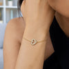 Elegant 14k Yellow Gold Petite Diamond Heart Bracelet, view 2