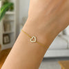 Elegant 14k Yellow Gold Petite Diamond Heart Bracelet, view 3