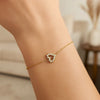 Elegant 14k Yellow Gold Petite Diamond Heart Bracelet, view 4