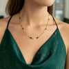 14K Yellow Gold Hexagon Malachite Inlay Links Necklace, view 3