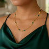 14K Yellow Gold Hexagon Malachite Inlay Links Necklace, view 4