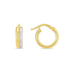 14K Two Tone Gold Double Round Hoops