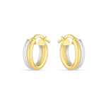 14K Two Tone Gold Double Round Hoops, view 2
