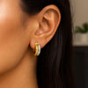 14K Two Tone Gold Double Round Hoops, view 3