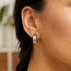 14K Two Tone Gold Double Round Hoops, view 4