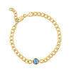 14K Yellow Gold Blue Topaz Curb Chain Bracelet (3.60 mm), view 2