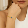 14K Yellow Gold Blue Topaz Curb Chain Bracelet (3.60 mm), view 3
