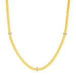 Woven Rope Necklace with Diamond Accents in 14K Yellow Gold
