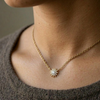 Shy Creation Yellow 14 Karat Gold Diamond Starburst Necklace *