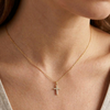 Shy Creation Yellow 14 Karat Gold Diamond Cross Necklace *