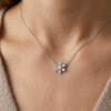 Shy Creation White 14 Karat Gold Diamond Flower Pendant *
