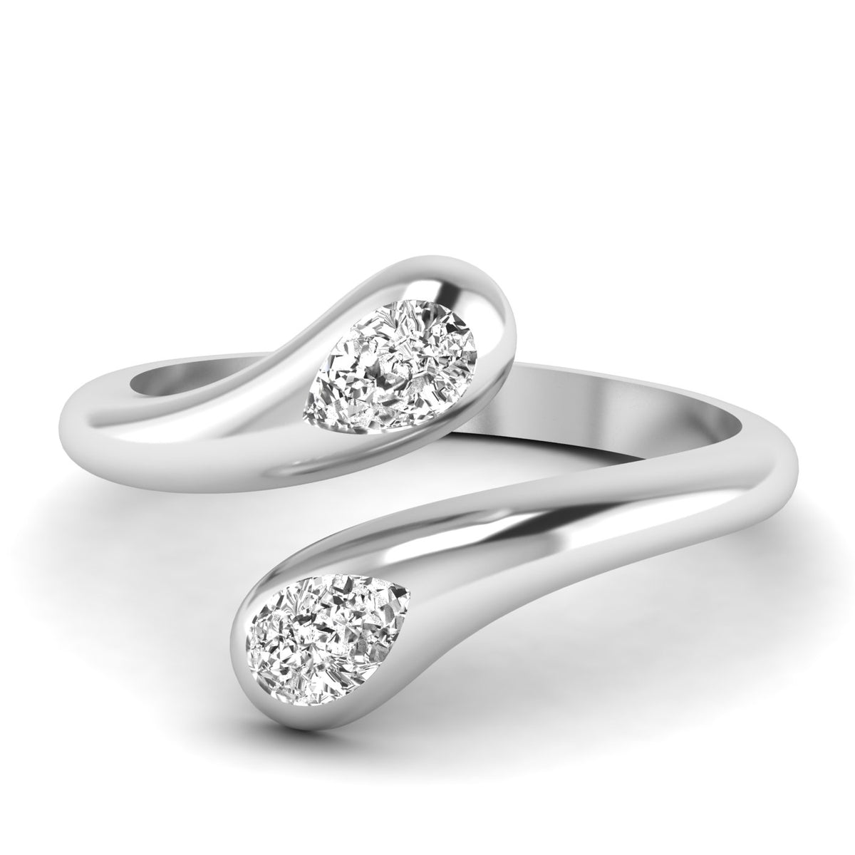 Lab Diamond Pear Bypass Ring 1/2 Ctw. in Gold