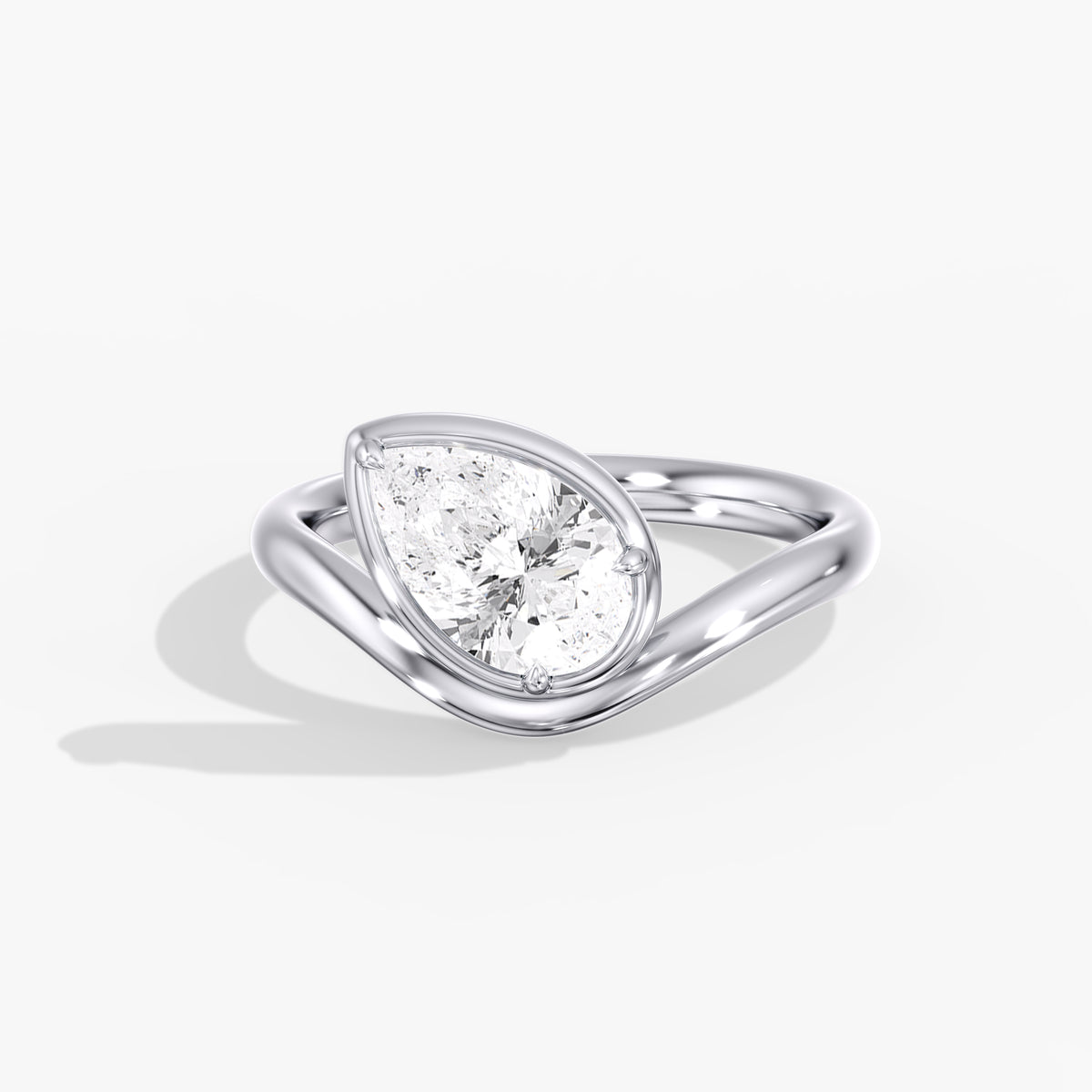 Lab Diamond Pear Pinky Ring 1 Ct. in Gold