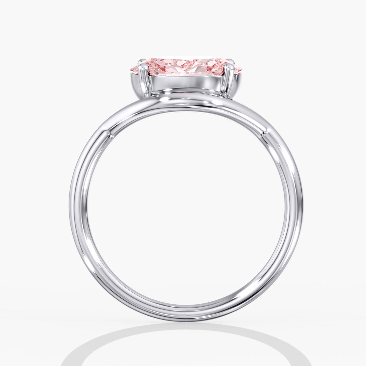 Fancy Vivid Pink Oval Ring 2 Ct. in Gold