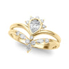 Lab-Grown Diamond Chevron Pear Shape Fashion Ring in Gold