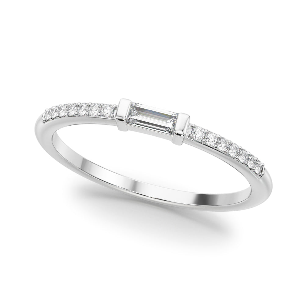 Accented East-West Lab-Grown Diamond Baguette Ring in Gold