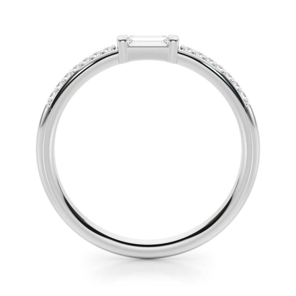 Accented East-West Lab-Grown Diamond Baguette Ring in Gold