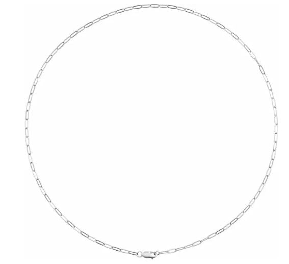 Rhodium-Plated Sterling Silver Paperclip Chain | 2mm Tarnish-Resistant Layering Necklace, view 2