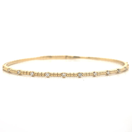 Diamond Designs Yellow 14 Karat Gold 0.2ctw Diamond Flexible Bangle Bracelet *