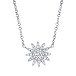 Shy Creation White 14 Karat Gold Diamond Starburst Necklace *