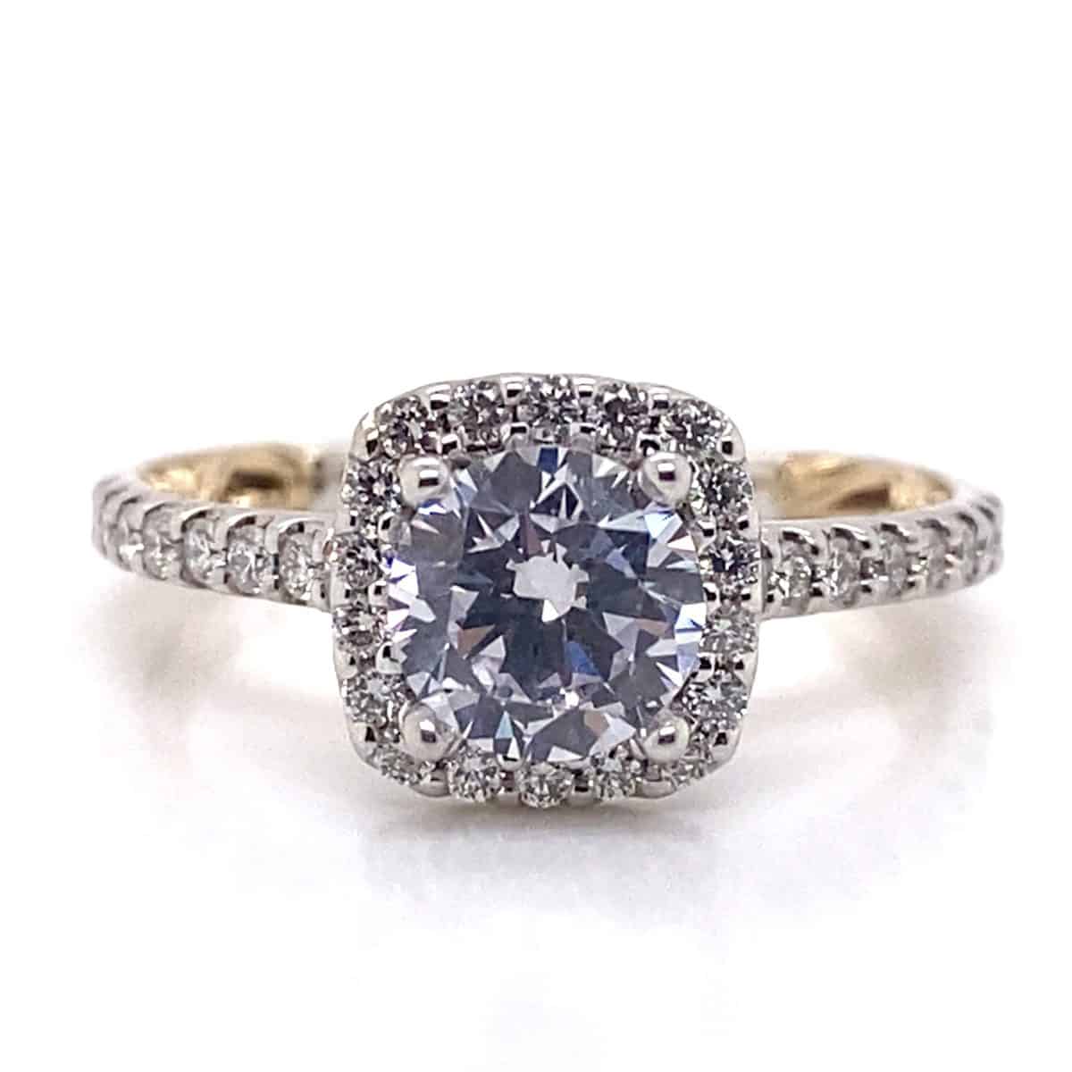 ArtCarved "Mellie" White & Yellow 14 Karat Gold Diamond Engagement Ring Mounting Size 6.5