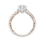 ArtCarved White & Yellow 14 Karat Gold Diamond Engagement Ring Mounting Size 6 - view 3