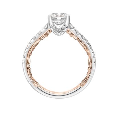 ArtCarved White & Yellow 14 Karat Gold Diamond Engagement Ring Mounting Size 6 - view 3