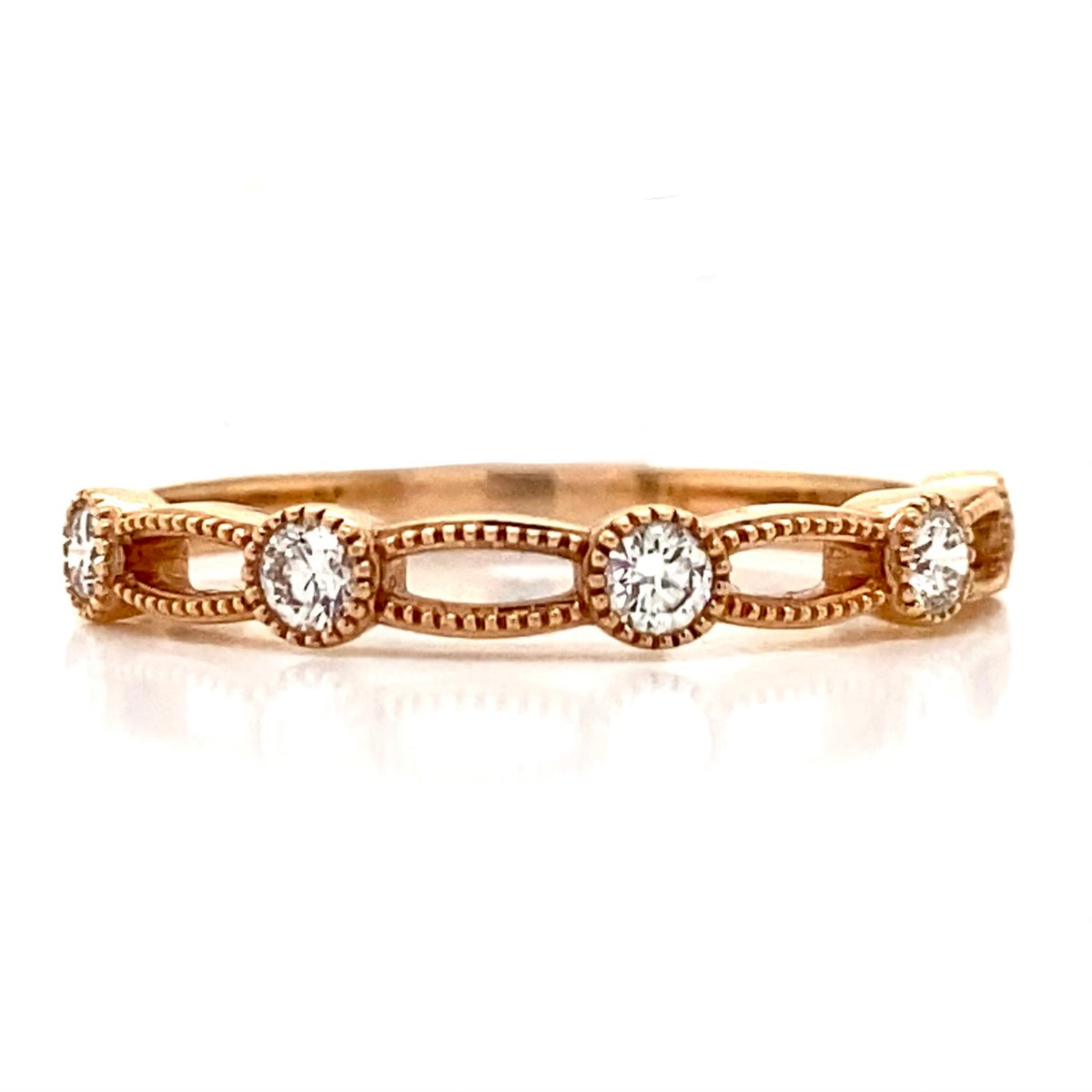 Diamond Designs Rose 18 Karat Gold Wedding Band Size 6.5 0.22ctw