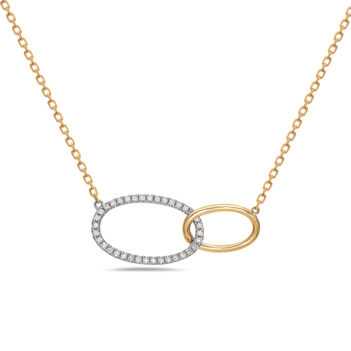 Bassali Two-Tone 14 Karat Gold Diamond Interlocking Necklace *