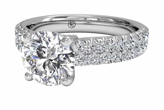 Ritani White 18 Karat Gold Diamond Engagement Ring Mounting Size 6.5 * - view 3