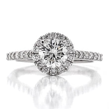  Diamond Designs White 14 Karat Gold  0.7ct Round Center Diamond Halo Engagement Ring Size 6.5 *