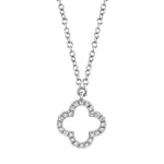 Shy Creation White 14 Karat Gold Diamond Clover Pendant *