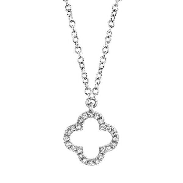 Shy Creation White 14 Karat Gold Diamond Clover Pendant *