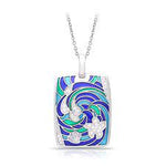 Ocean Wave Sterling Silver Blue Polished Drop Pendant