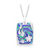 Ocean Wave Sterling Silver Blue Polished Drop Pendant