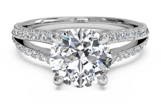 Ritani White 14 Karat Gold Diamond Engagement Ring Mounting Size 6.5 *