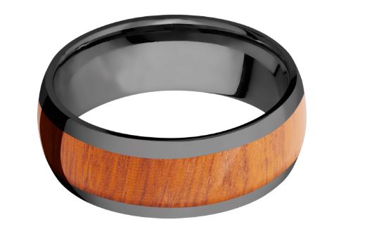 Lashbrook Black Zirconium Pernambuco Wood Wedding Band Size 10 * - view 2