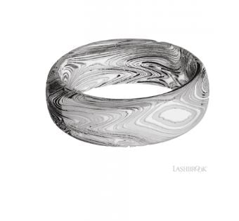 Lashbrook White Damascus Steel Snow White Wedding Band Size 10 * - view 2